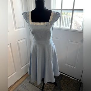 Ruby Belle ModCloth dress in light blue.